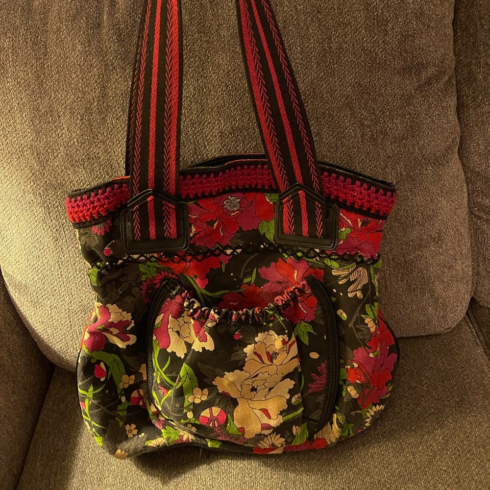 Sakroots Red, Brown, yellow purse.